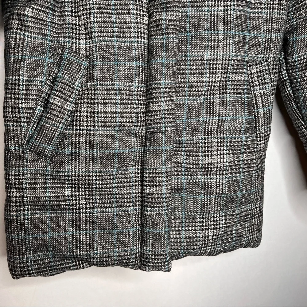 NWOT! Something Navy Plaid Puffer Jacket. Size XXS.